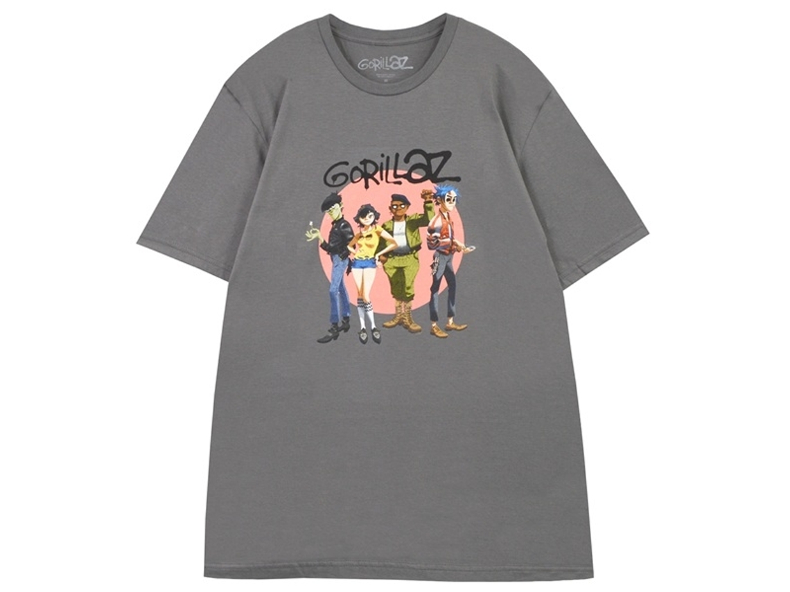 Gorillaz Group Circle Rise T-shirt Grey Classic Unisex Adults Size:xxl