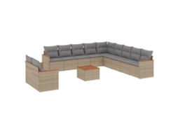 Conjunto 12 de sofás p/ jardim com almofadões VIDAXL vime PE bege