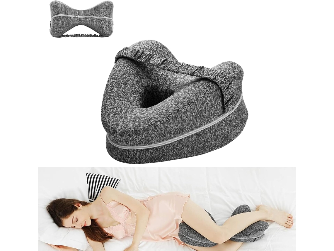 Almofada Joelho Cinza Ergonómica Lateral Cunha Espuma Memória, Capa Removível Lavável ZYBLSSBB