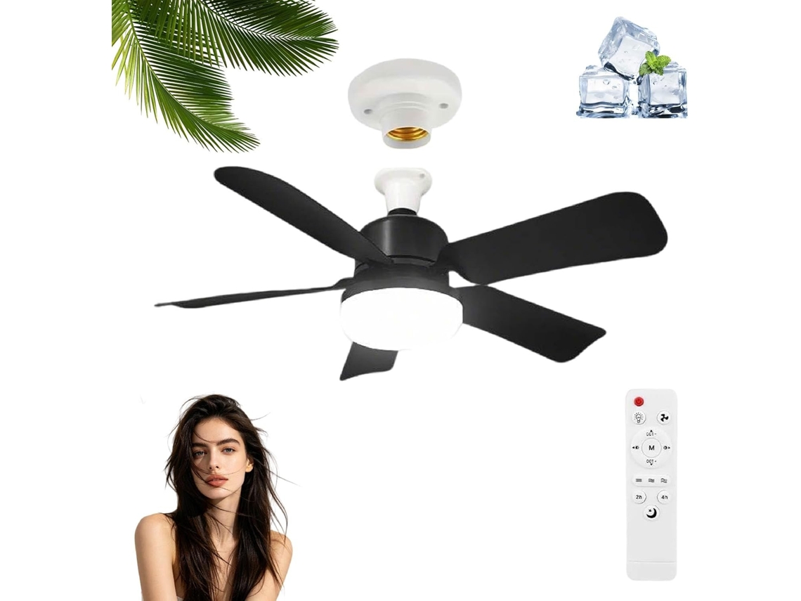 Lâmpada Para Ventilador De Teto Quarto E Sala Estar (preta)