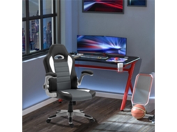 Cadeira De Escritório Ajustável Com Braços Dobráveis, 5 Rodas, Carga 120 Kg, 65x69x112-122 Cm, Cinza