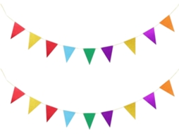 Bandeirinhas Triangulares Coloridas, 2 Conjuntos de Bandeirinhas de Papel para Comemorações