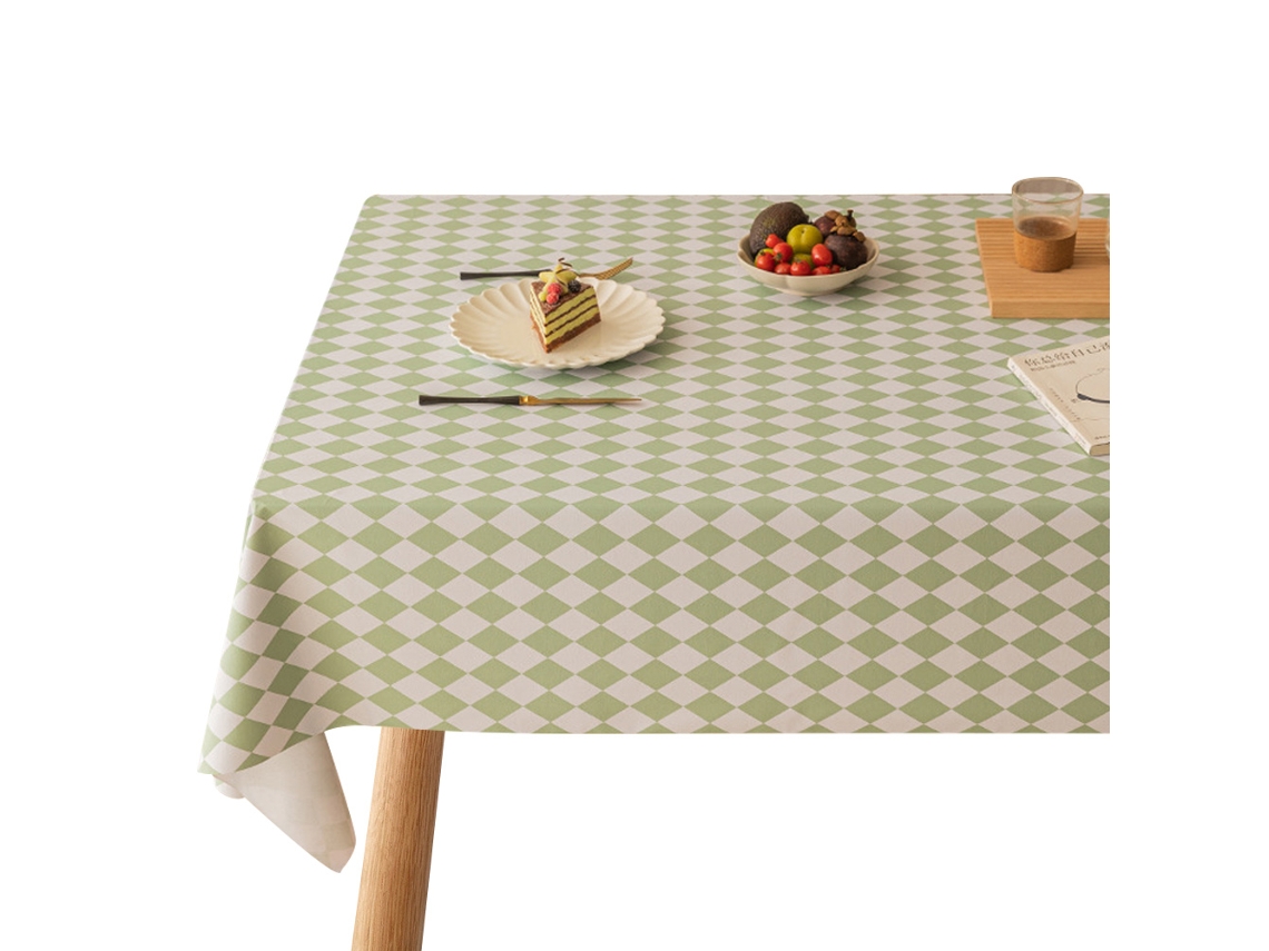Pano de Mesa de Chá Impermeável e À Prova de Óleo Não Lavável Pano de Mesa de Losango de Luz Retangular Verde