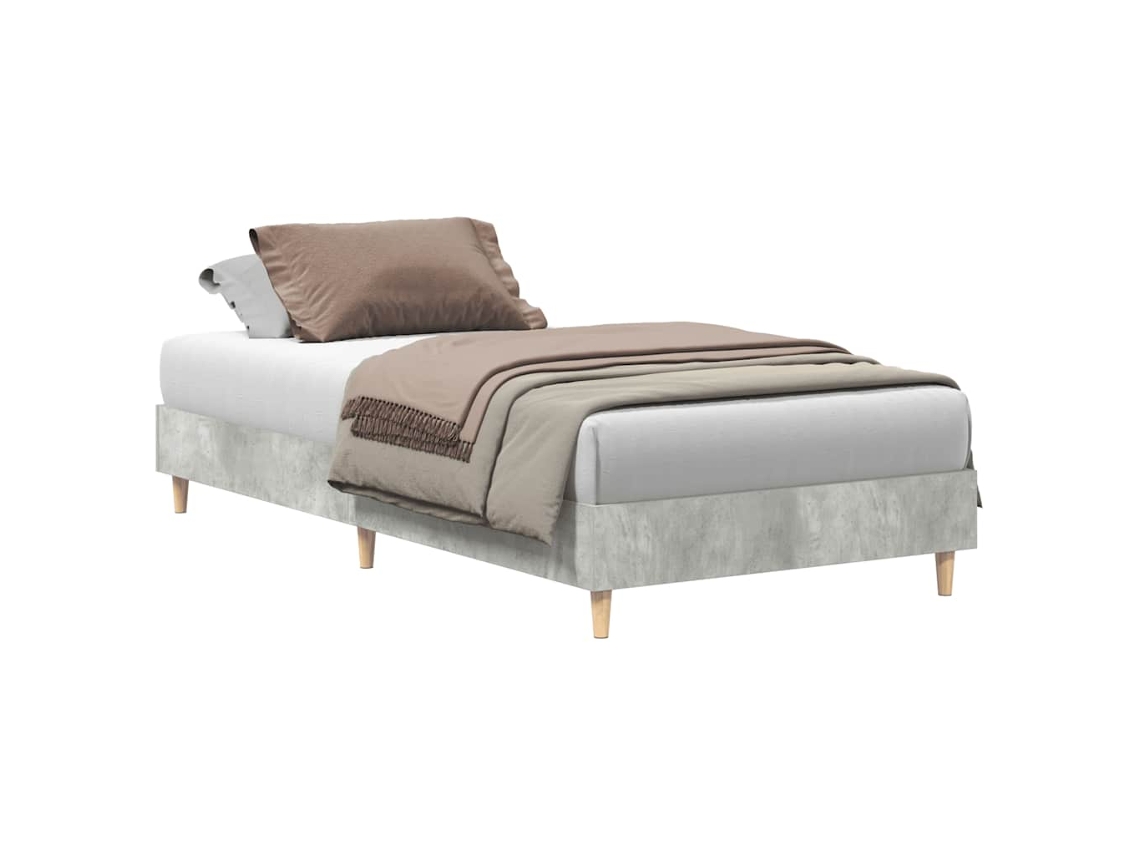 Bed Frame, Bed Frames Vidaxl Cinzeto Madeira Processada (90 X 190 Cm)