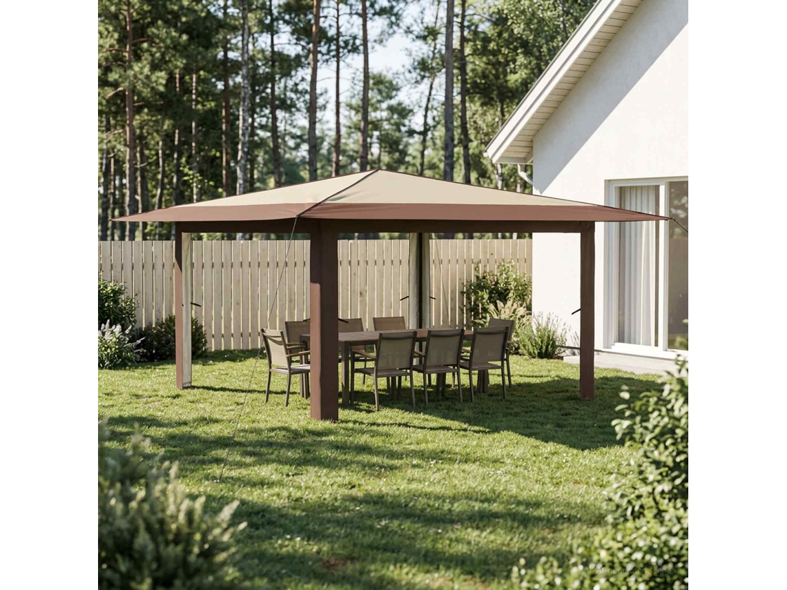 Vidaxl Gazebo Sem Lado 4 X 4 M Creme E Marrom
