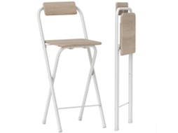 Conjunto de 2 Bancos de Bar Mdf e Aço Cor Madeira e Branco 37x45x87 cm Homcom