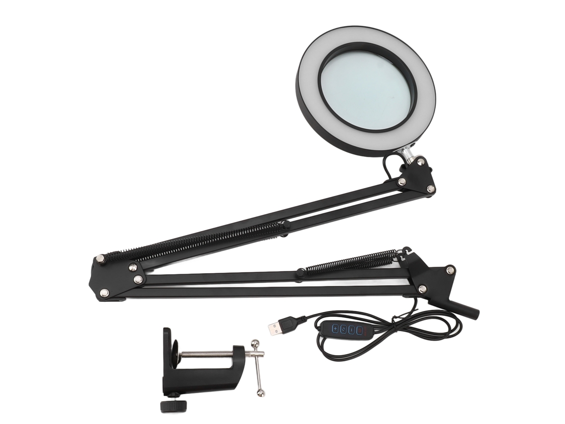 Rebe-lupa 10x Com Luz Lâmpada De Escritório Com Pinça Modos De Cor 3 Dimmer Led Regulável Preto
