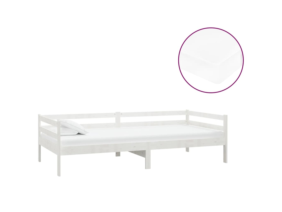 Sofá cama com Colchão 90x200 Cm Pinho Maciço Branco MAISON EXCLUSIVE
