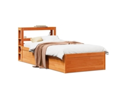 Estrutura Cama C/ Cabeceira 75x190 Cm Pinho Maciço Castanho-mel
