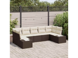 Vidaxl Conjunto de Sofá de Jardim com Almofada 7 Pcs Castanho Vime Pe