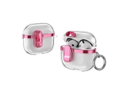 Estojo Transparente Para Fones De Ouvido Sem Fio Airpods 4 Com Acabamento Galvanizado E Trava De Segurança.