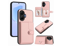 Capa Traseira De Couro Sintético Tpu Com Suporte Para Cartão Com Bloqueio Rfid Para Xiaomi Poco F7 5g / Xiaomi Redmi Turbo 4 Pro 5g, Ouro Rosa