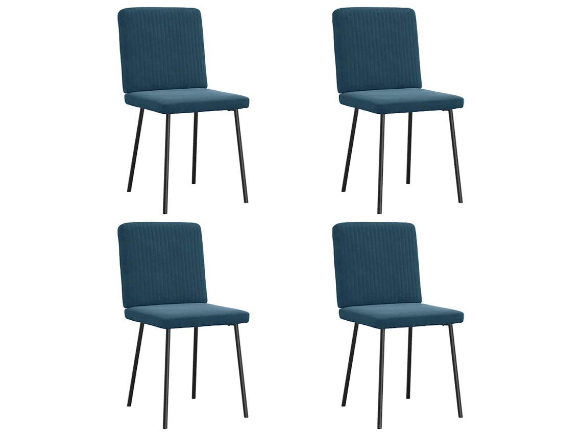 Vidaxl Cadeiras De Jantar 4 Pcs Veludo Azul
