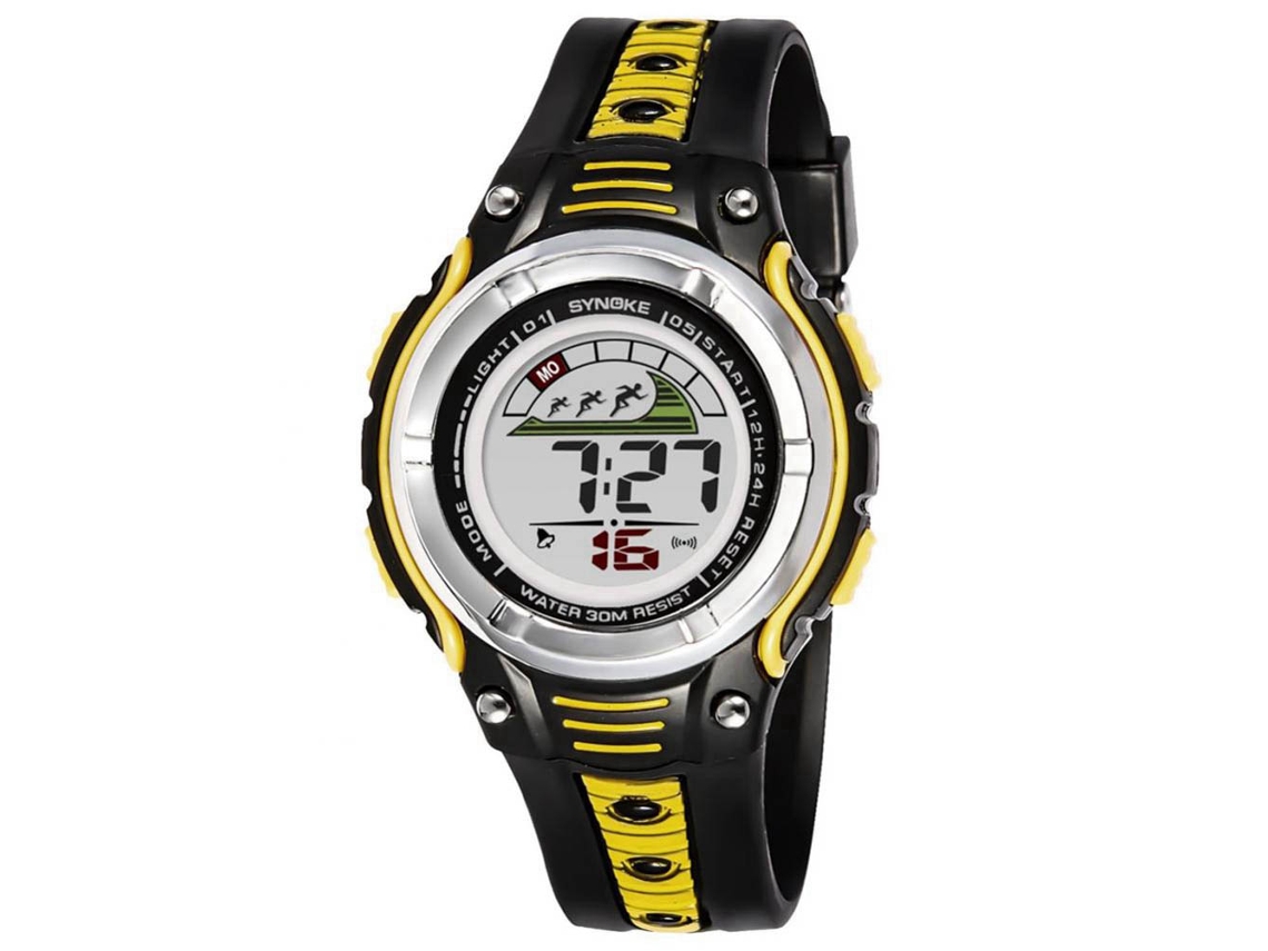 Reloj Deportivo Impermeable Con Luz Trasera Para Niños De Pulsera Suave Amarillo