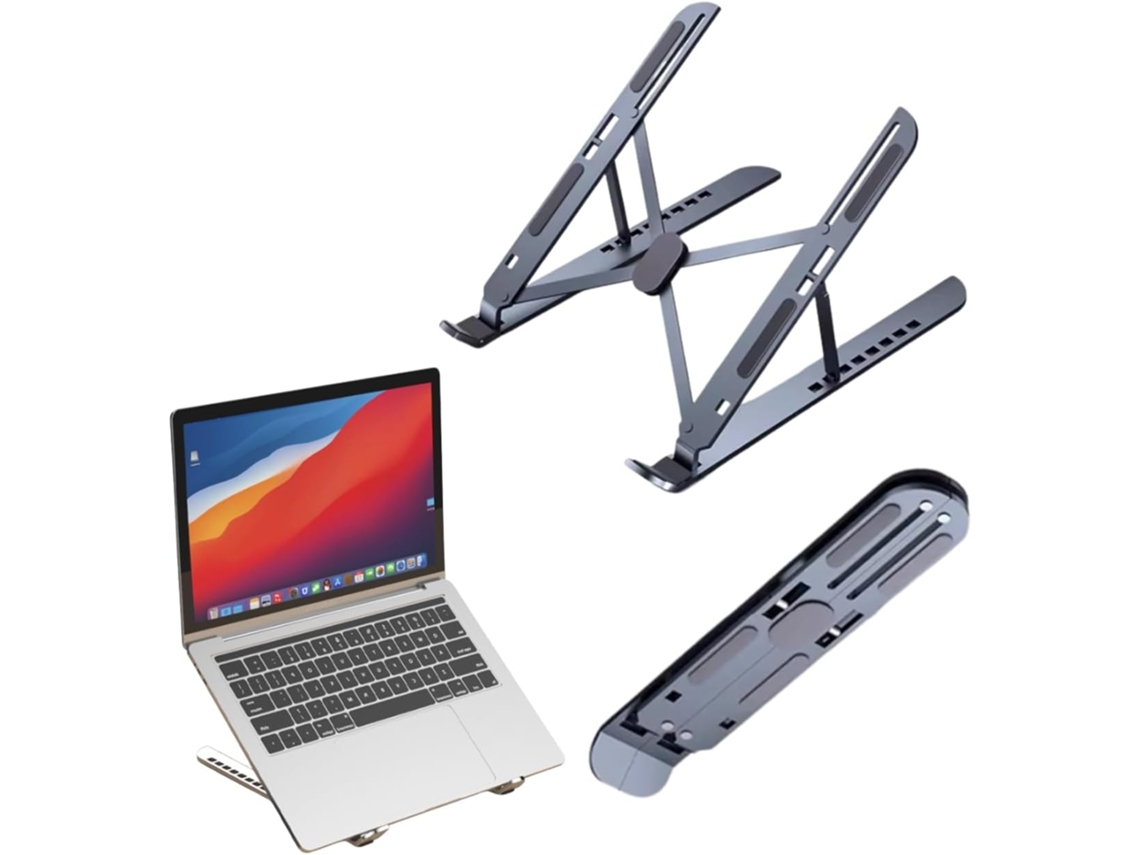 Suporte Laptop Alumínio Preto Dobrável Ajustável 10-17,3 Polegadas