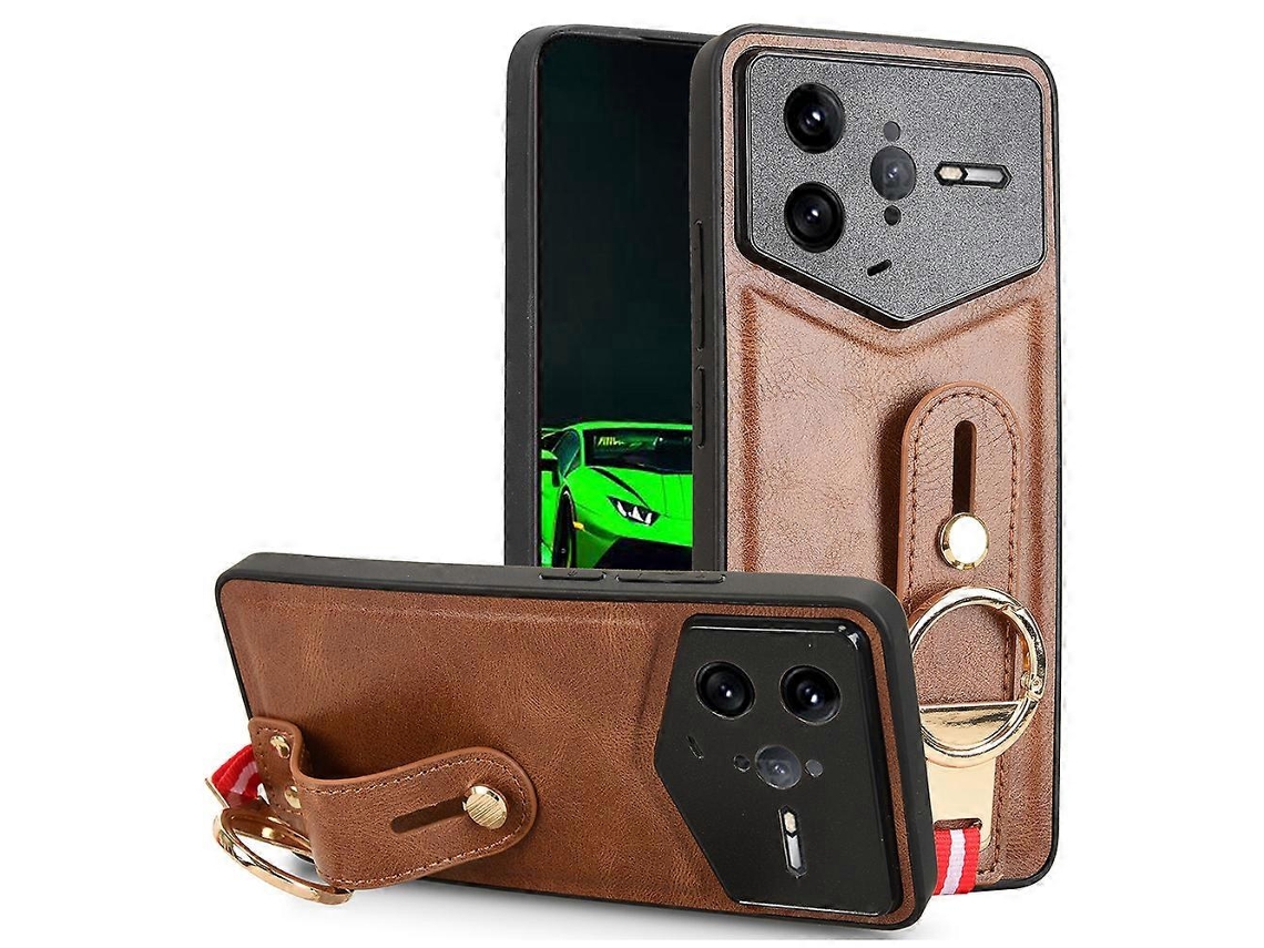 Capa Com Suporte De Couro E Tpu Para Xiaomi Poco F7 Ultra 5g / Redmi K80 Pro 5g Com Abridor De Garrafas Marrom