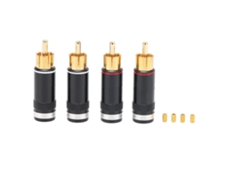 Conector de Áudio RCA Mali com Placa de Ouro 24k, para Cabo Hi-Fi