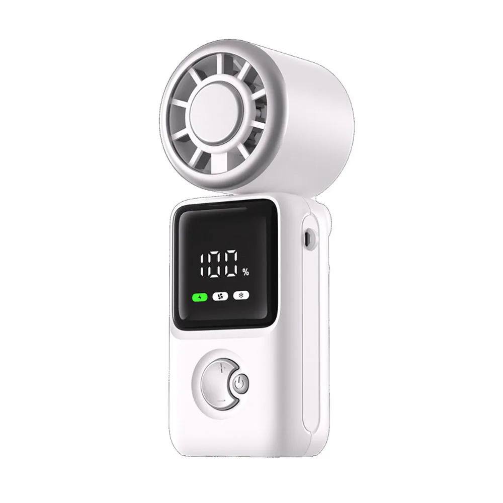 (branco) Ventilador De Turbina Portátil, 5 Velocidades, Bateria De 3600mah, Carregamento Usb.