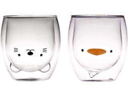 Caneca de Vidro de Parede Dupla 2 Peças Xícara Fofa Xícara de Café Expresso Xícara de Café Xícara de Chá 250Ml ZMDECQNA