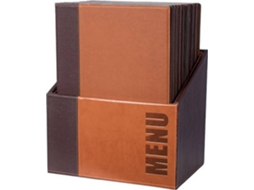 Conjunto Caixa + 20 Capas de Menu A4 SECURIT Trendy Castanho