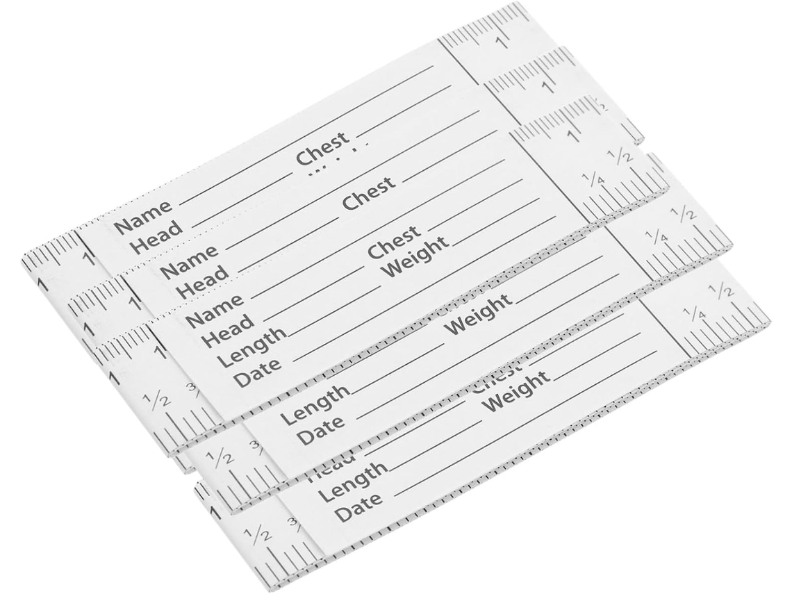 Conjunto de 10 réguas de papel para medição com escala em centímetros e ferramentas para jardinagem, design e engenharia.