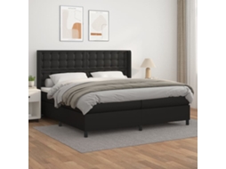 Vidaxl Cama Com Molas/colchão 200x200 Cm Couro Artificial Preto