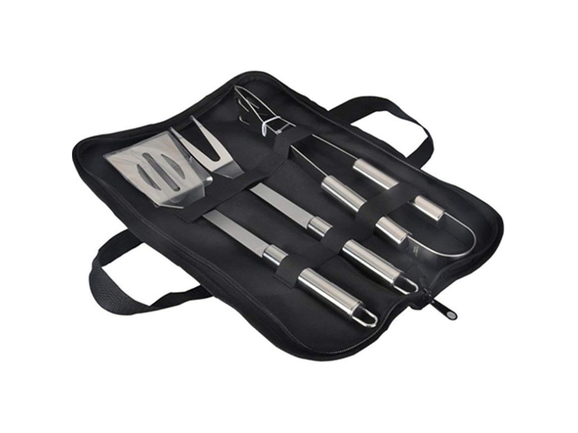 Conjunto de ferramentas de churrasco Nova Line, 3 peças, aço inox, com bolsa