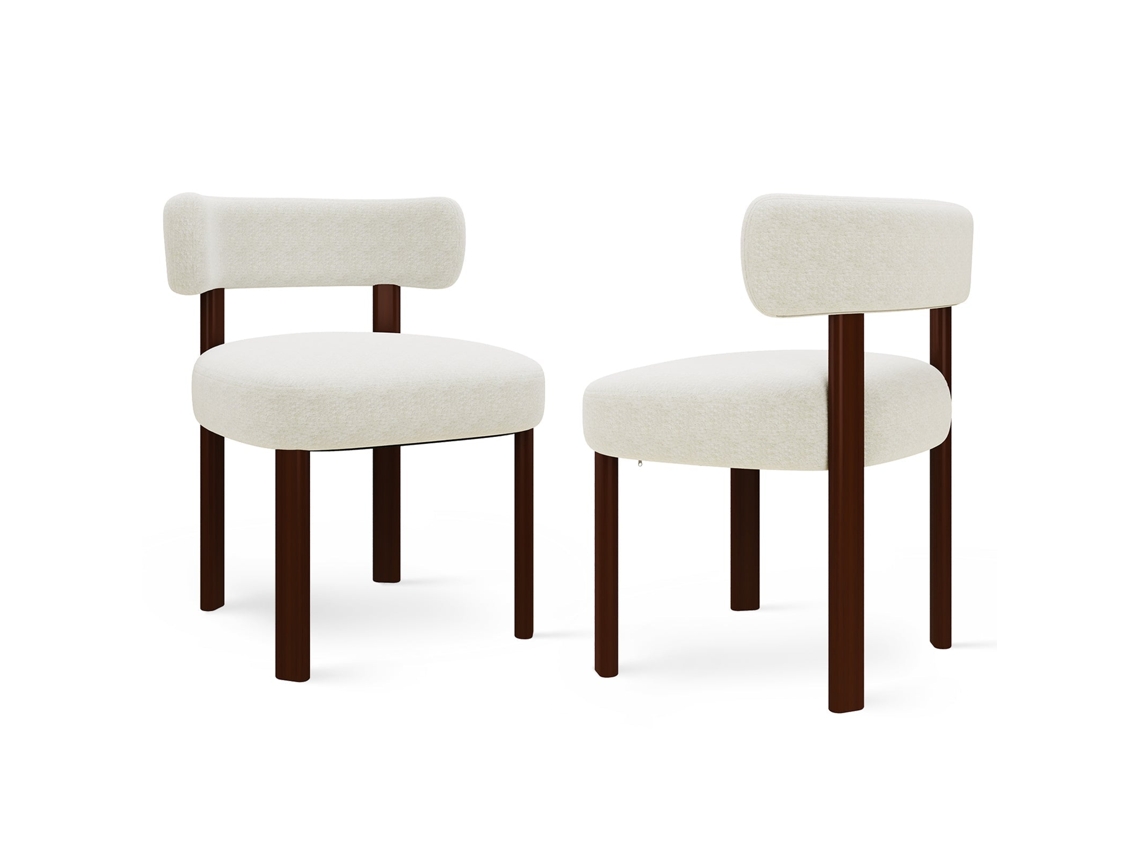 Smartue Conjunto 2 Cadeiras De Jantar Em Madeira Maciça, Design Simples E Acolhedor, Bege