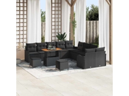 Vidaxl Conjunto De Sofá De Jardim 13 Unid. 12-número De Lugares Preto