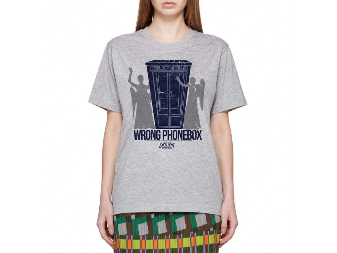 Rockinstone Bill And Ted Wrong Phonebox Heather Gray Adult T-shirt Size:xl
