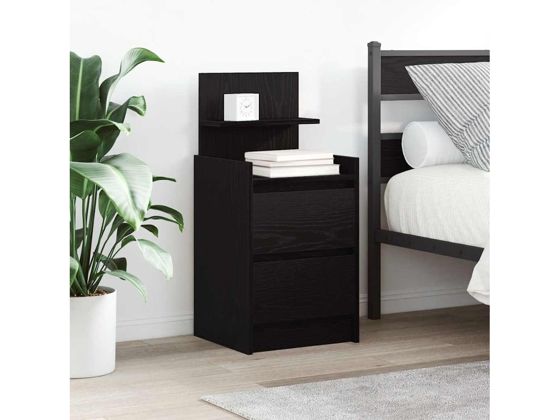 Vidaxl Mesas De Cabeceira Com 2 Gavetas 2 Pcs 38x34x80 Cm Preto