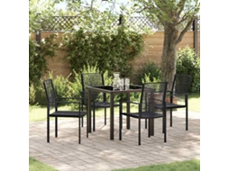Vidaxl Conjunto De Jantar Para Jardim 5 Unid. Preto Aço Revestido A Pó