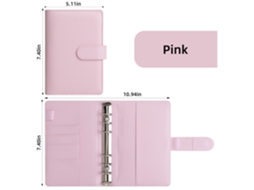 A6 Pu Leather Binder Cover For Home Planner Notebook, Macaron Pink
