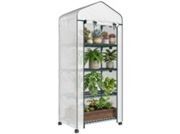 Estufa Jardim 4 Prateleiras ZENCORE SERVICES em Aço com cobertura PE, 69x50x165cm, branco