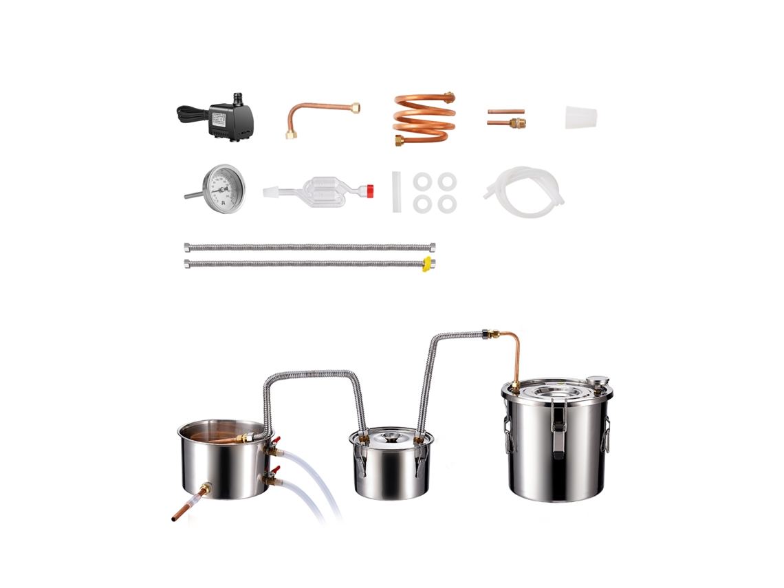 Destilador De Álcool Moonshine Succebuy De 3 Galões Com Barril De Pressão E Bomba De Água De 8 W