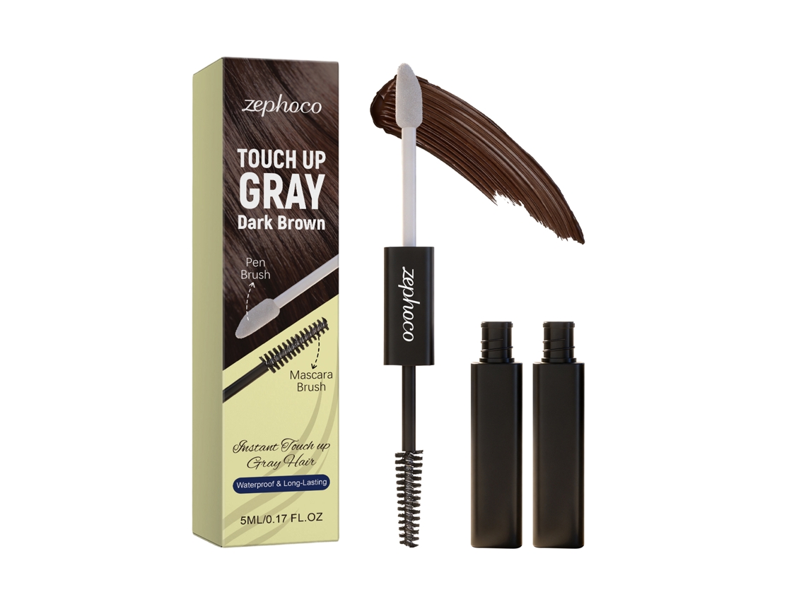 Caneta Camuflagem Cabelo Branco Zephoco Castanho Escuro