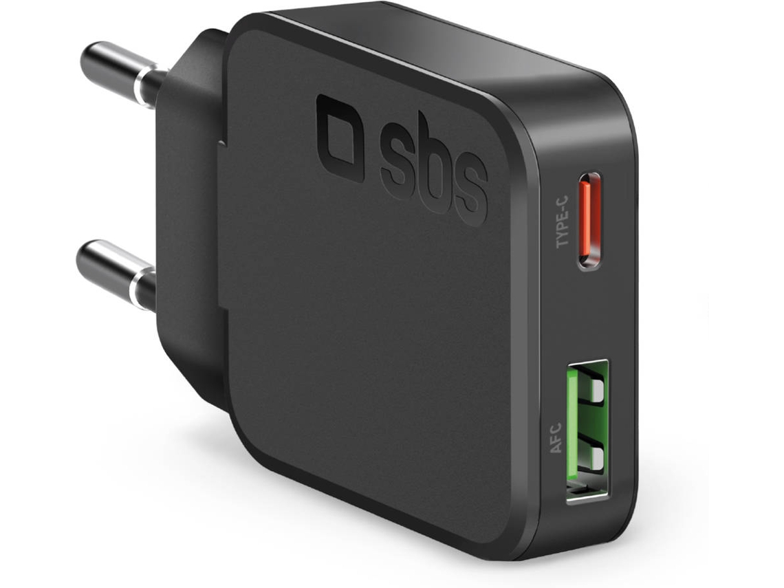Carregador SBS Formato Ultracompacto e Ultrafino (Usb - C 30 W/Usb-A - 18W)