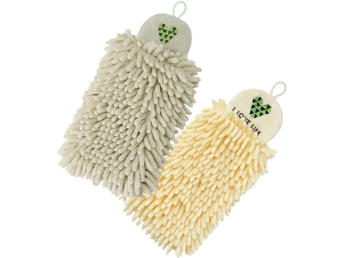 Conjunto De 2 Toalhas De Mão De Chenille Para Pendurar, Ultra Absorventes E De Secagem Rápida.