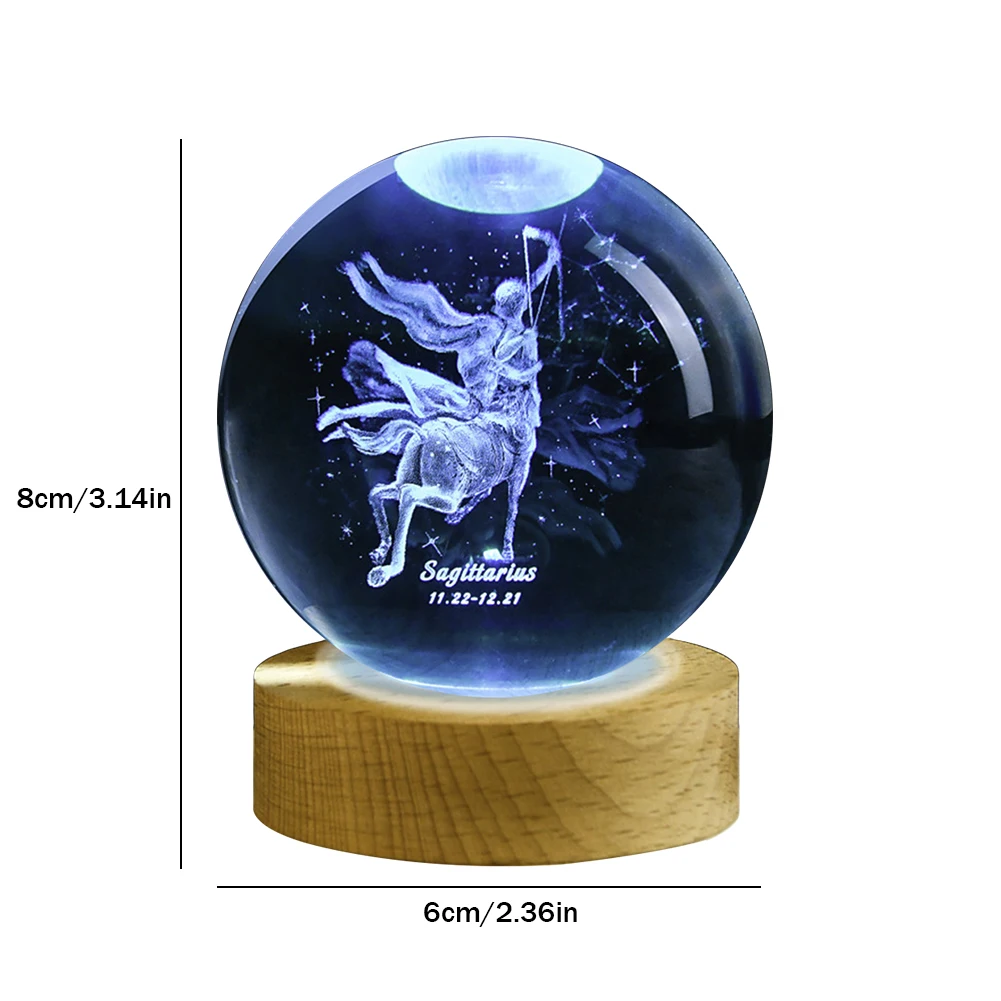 Luminária Noturna Bola de Cristal , Luminária Esculpida em 3d, Decoração para Casa MDUG (luz Quente)