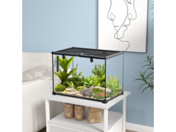 Terrário de vidro para répteis, 50 x 30 x 35 cm, caixa de alimentação para criação de répteis, estrutura metálica.