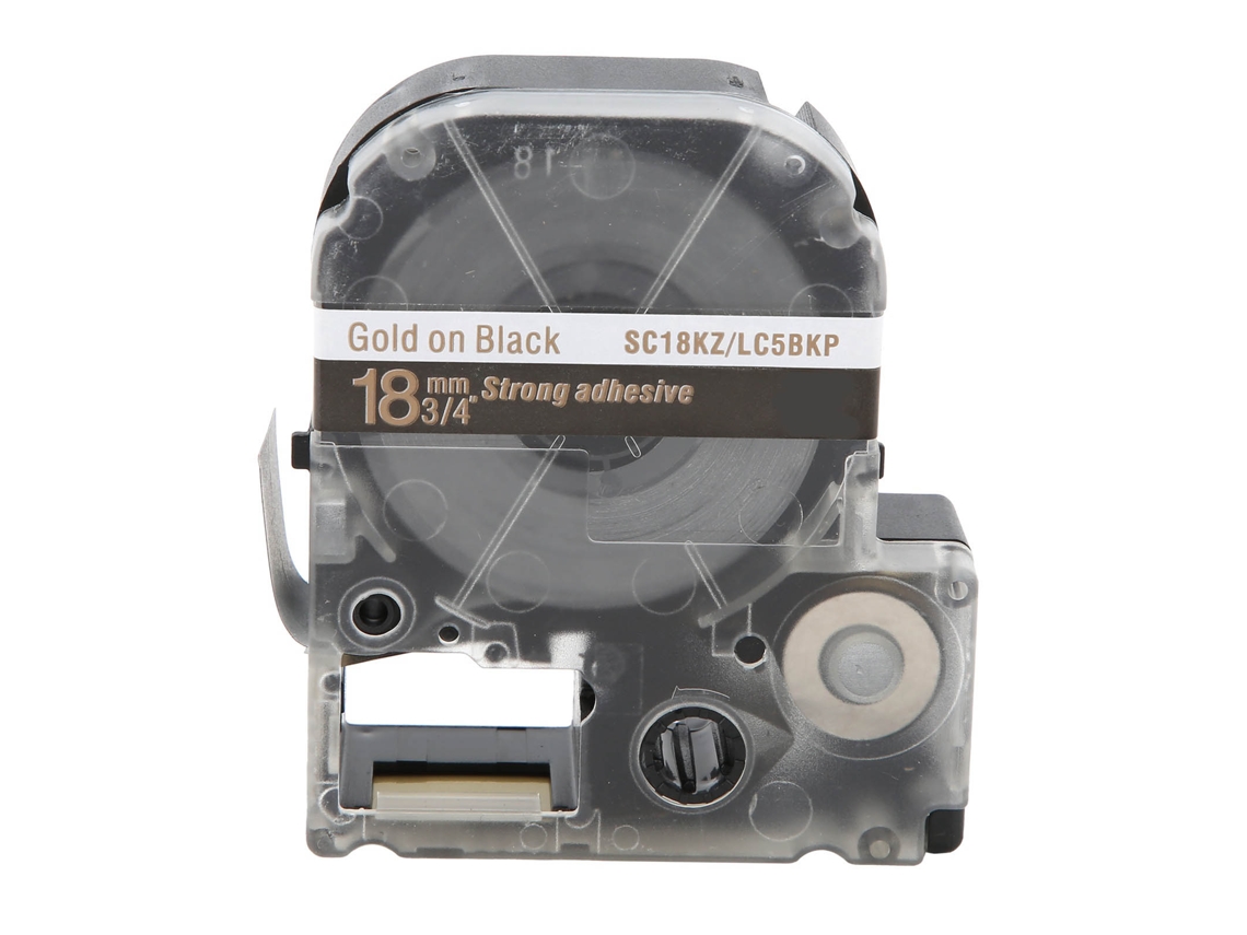 Cinta de Etiquetado Resistente À Corrosão e Desgaste 18mm para Impressoras King Jim/epson com Letras Preto Ouro