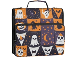 Organizador com Bandeirinhas Elementos de Halloween, 3,8 Cm, 3 Argolas, Alça Ombro e Mão, Capacidade Armazenam