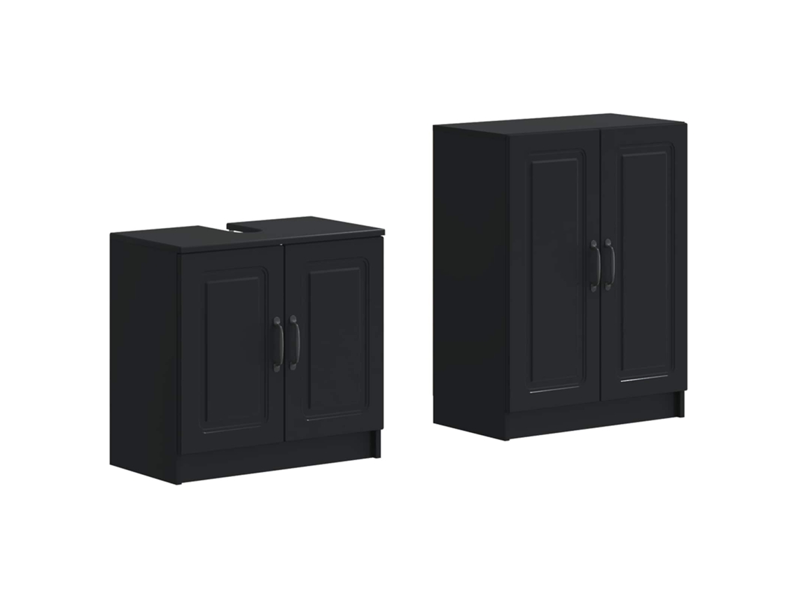 Vidaxl Conjunto De Armário De Banheiro Com 2 Peças Utrecht Preto