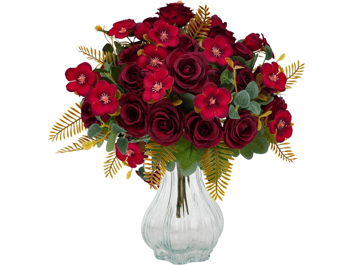 4 Buquês de Flores Artificiais de Outono em Tons de Laranja Queimado, para Casa e Casamento, Festas AQUAFORGE