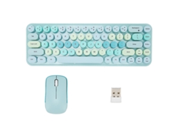 Combo De Teclado E Mouse Sem Fio Com Tema Azul