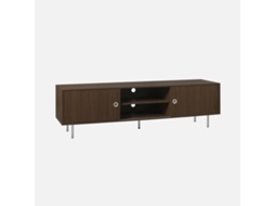 Móvel De Tv Vintage Com Acabamento Em Madeira E Aço Inoxidável De 2 Portas, 180cm, Madeira De Nogueira