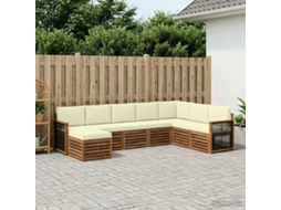 Vidaxl Conjunto De Sofás Para Exterior 6 Pcs Natural E Creme