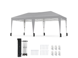 Tenda dobrável com pés retos totalmente em ferro COSTWAY altura ajustável 5,9x3m tecido Oxford cinza