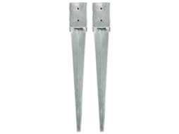 Vidaxl Estacas De Enterrar 2 Pcs 10x10x76 Cm Aço Galvanizado Prateado