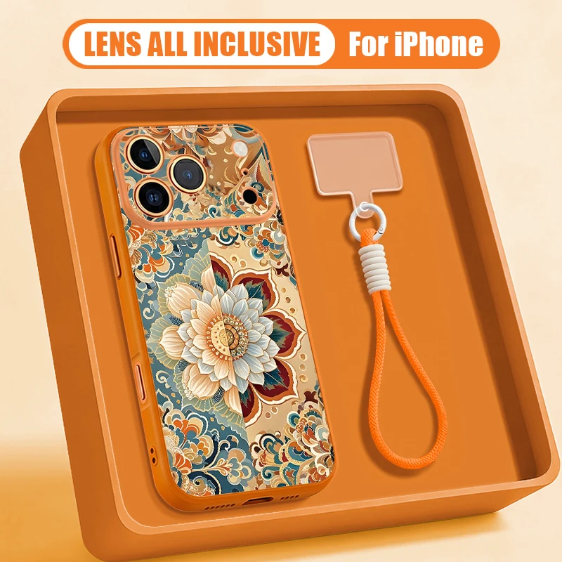 Capa Para Iphone 15 Pro Max Com Cordão Magnético E Estampa Retrô (laranja), Pc